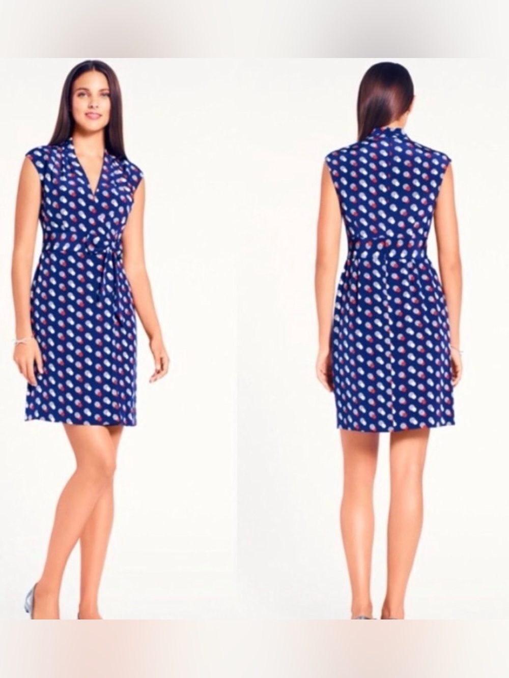 NWOT - Kate Spade Villa Polka Dot Faux Wrap Silk Dress, Size 0